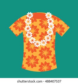 Flat design Hawaiian Aloha shirt icon. EPS 10 vector.