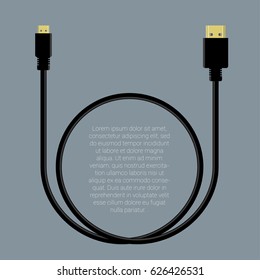 Flat design hdmi and mini hdmi data cable connectors vector template