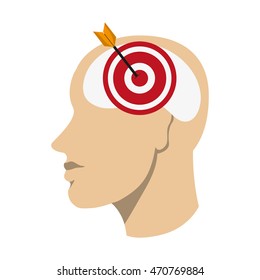 flat design head with bullseye icon vector illustration