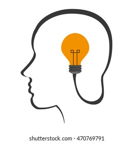 flat design head with lightbulb icon vector illustration