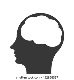 flat design head profile witn brain icon vector illustration