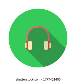 flat design headphone icon isolated on white background