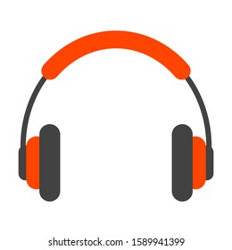 flat design headphone vector icon