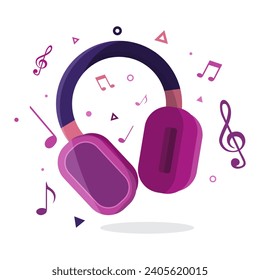 Flat design headphones. Headphone icon. Vector illustration