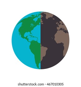flat design healthy and polluted earth icon vector illustration