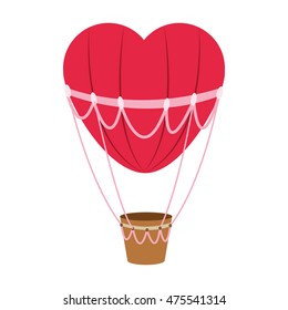 flat design hear hot air balloon icon vector illustration