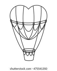 flat design hear hot air balloon icon vector illustration