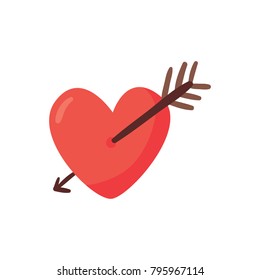 Flat design heart and arrow. Vector illistration