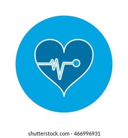 flat design heart cardiogram icon vector illustration