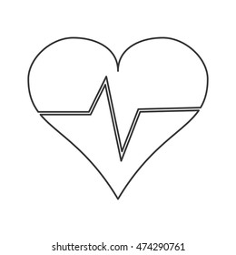 flat design heart cardiogram icon vector illustration