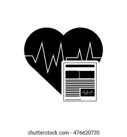 flat design heart cardiogram and medical history icon vector illustration