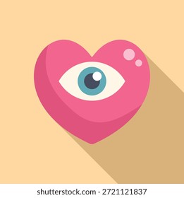 Diseño plano de un corazón con un ojo, que simboliza el amor y la percepción