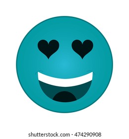 flat design heart eyes emoticon icon vector illustration