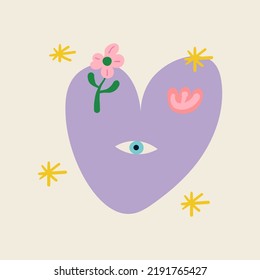 Flat Design Heart and Eyes Illustration