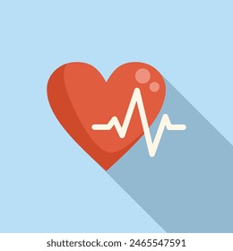 Flat design heart health concept icon with cardiovascular, pulse, and cardiogram symbols for medical and wellness care illustrations