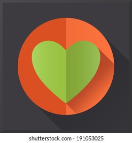 Flat design heart icon on black background. EPS 10. No transparency. Gradients.