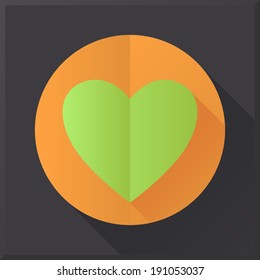 Flat design heart icon on black background. EPS 10. No transparency. Gradients.
