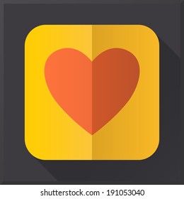 Flat design heart icon on black background. EPS 10. No transparency. Gradients.