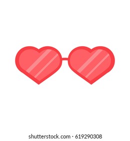 Flat design heart shape glasses icon.