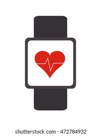 flat design heartbeat monitor wristband icon vector illustration