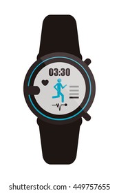 flat design heartrate wrist monitor icon vector illustration