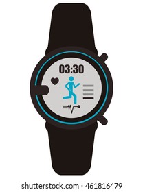 flat design heartrate wrist tracker icon vector illustration