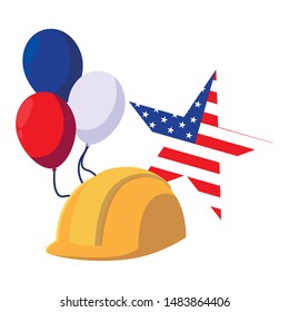 flat design helmet for happy labor day
