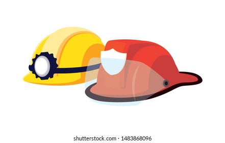 flat design helmets for happy labor day
