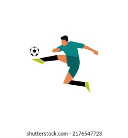 Flat design, high skill kick, football player, vector illustration