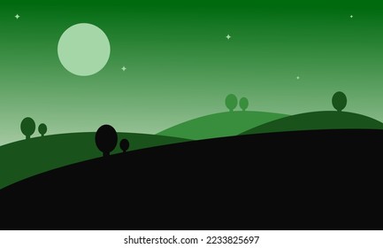 Flat design, hill view in green color
