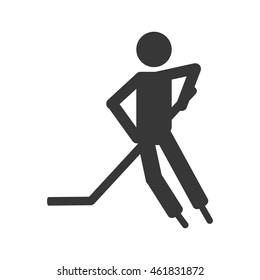 flat design hockey player icon vector illustration