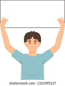 flat design holding banner vector illustration