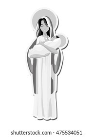flat design holy mary holding baby jesus icon vector illustration