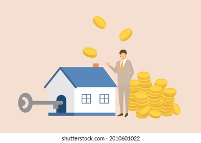 Flat design of home loan, residence loan.