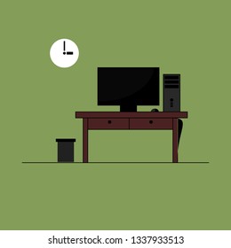 flat design home office room 