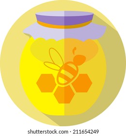 Flat design of honey gar icon. Vector illustration.