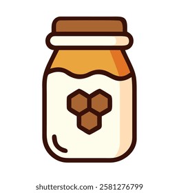 Flat design honey jar with honeycomb isolated vector illustration