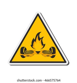 flat design horverboard in flames sign icon vector illustration