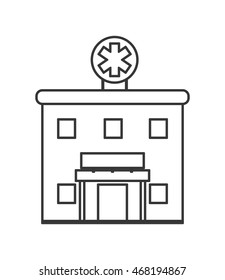 flat design hospital building icon vector illustration