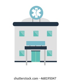 flat design hospital building icon vector illustration
