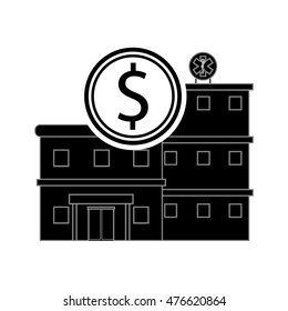 flat design hospital and coin icon vector illustration