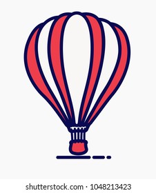 Flat design, Hot air balloon in the sky with cloud background