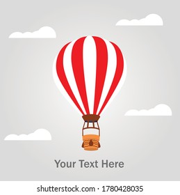 Flat design, Hot air balloon in the sky with cloud background