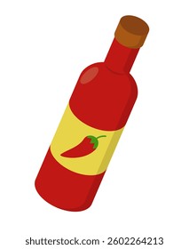 Flat design hot sauce bottle icon. Vector.