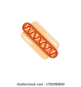 Flat Design - Hotdog with sauce isolated in white illustration