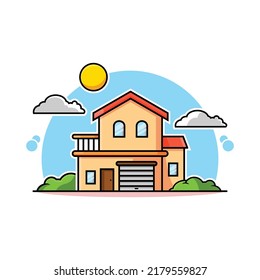 flat design house cartoon vector illustration