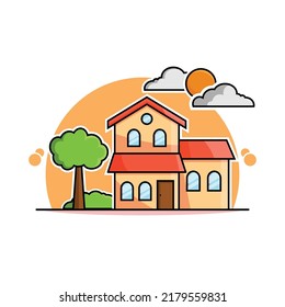 flat design house cartoon vector illustration