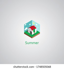 Diseño plano de una casa durante la temporada de verano