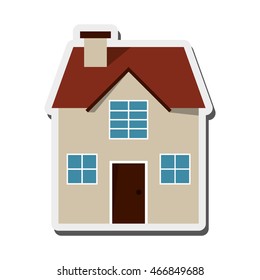 flat design house frontview icon vector illustration