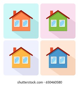 Flat design of house icon. Vector illustration